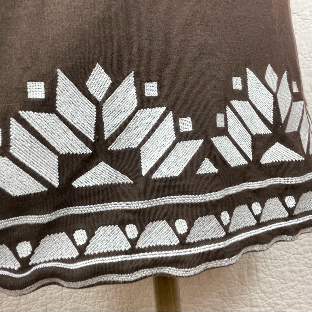 💖5/$25 Inc International Concept Brown Embroidered Tribal Detail Dress Size M - Picture 4 of 12